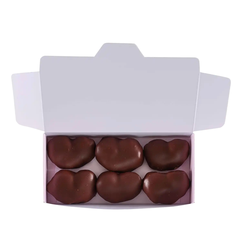 Caja 6 Princesitas de chocolate fondant negro
